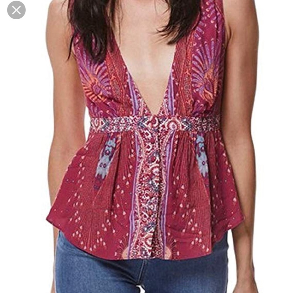 Free people patterned top